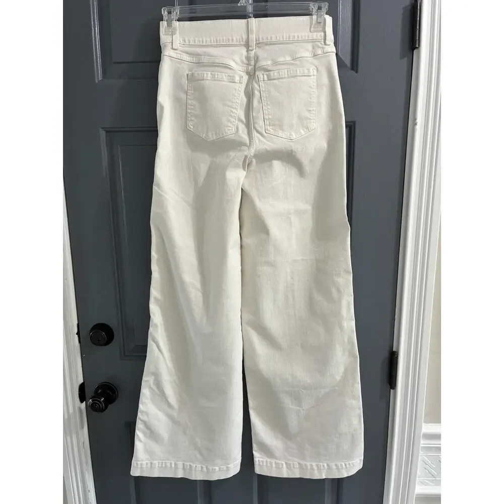 NWT SPANX 20465R Seamed Front Wide Leg in Ecru Wash Pull-on Jeans Medium